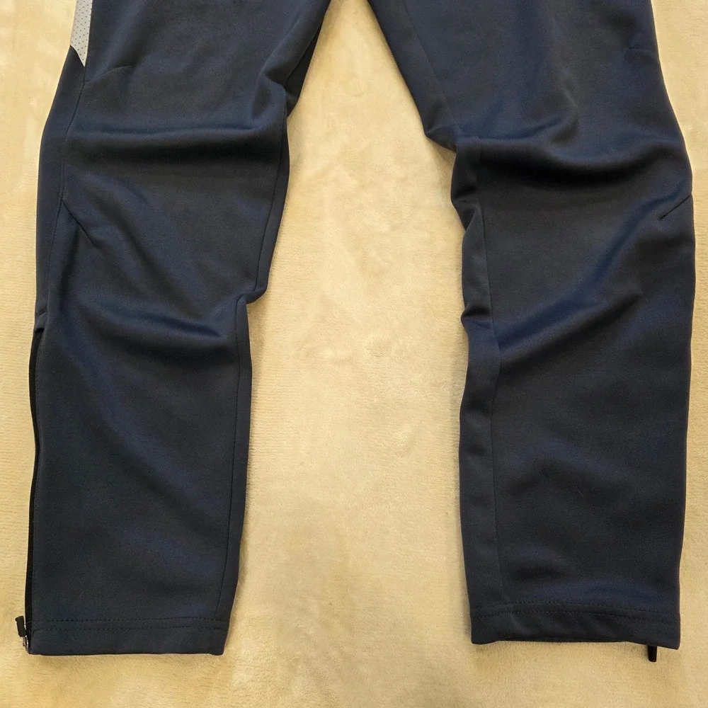 Reebok Men's Track Pants Size M Navy Blue Activewear Ankle Zip Drawstring